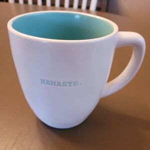 Rae Dunn White and Teal 'Namaste' Mug